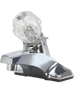 Home Impressions Chrome 1-Handle Knob 4 In. Centerset Non-Metallic Bathroom Faucet with Pop-Up