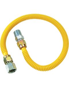 Dormont 1/2 In. OD x 18 In. Coated Stainless Steel Gas Connector, 1/2 In. FIP x 1/2 In. MIP (Tapped 3/8 In. FIP)