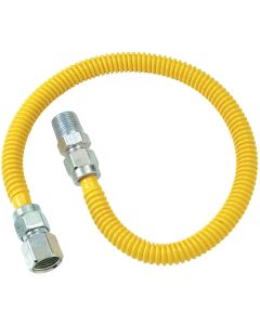 Dormont 1/2 In. OD x 24 In. Coated Stainless Steel Gas Connector, 1/2 In. FIP x 1/2 In. MIP (Tapped 3/8 In. FIP)