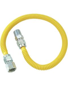 Dormont 1/2 In. OD x 36 In. Coated Stainless Steel Gas Connector, 1/2 In. FIP x 1/2 In. MIP (Tapped 3/8 In. FIP)