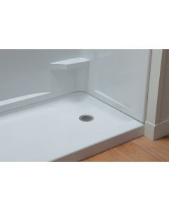 Sterling Ensemble 60 In. W x 30 In. D Left Drain Shower Floor & Base in White