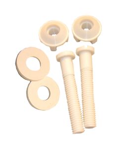 Lasco 3/8" x 2-1/4" White Plastic Toilet Seat Bolt, Includes Nuts and Washers