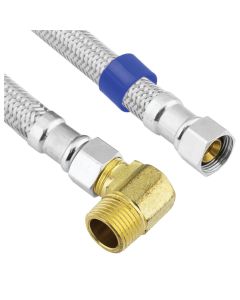 Lasco 3/8 In.C x 3/8 In.MIP Elbow x 72 In. L Braided Stainless Steel Flex Line Appliance Water Connector