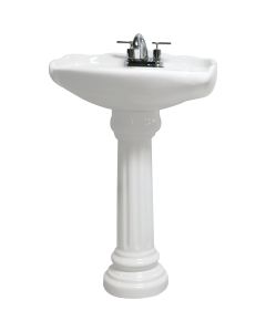 Cato Oxford White Ceramic Pedestal Sink with 4 In. Centers