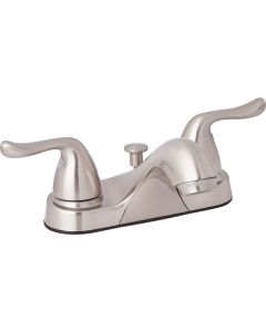 Home Impressions Brushed Nickel 2-Handle Knob 4 In. Centerset Bathroom Faucet with Pop-Up
