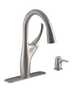 Kohler Mazz Single Handle Lever Pull-Down Kitchen Faucet, Stainless