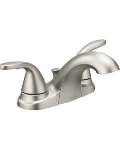 Moen Adler Brushed Nickel 2-Handle Lever 4 In. Centerset Bathroom Faucet with Pop-Up