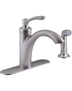 Kohler Linwood Single Handle Lever Kitchen Faucet with Side Spray, Stainless