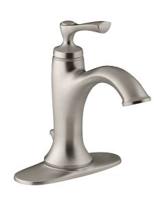 Kohler Elliston Brushed Nickel 1-Handle Lever 4 In. Centerset Bathroom Faucet with Pop-Up