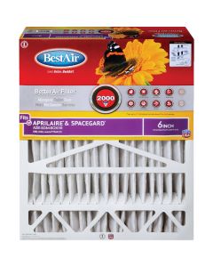 BestAir 20 In. x 25 In. x 6 In. Aprilaire & SpaceGard MERV 11 Deep Pleat Furnace Filter with Cardboard Frame