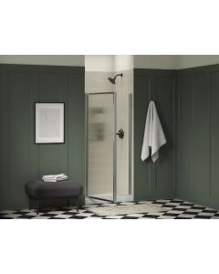 Sterling 32-3/4 In. - 34-1/4 In. W x 65 In. H Silver Standard Rain Textured Glass Pivot Shower Door