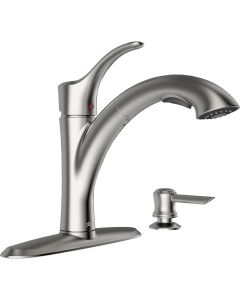 American Standard Mesa Single Handle Lever Pull-Down Kitchen Faucet with Soap Dispenser, Stainless Steel