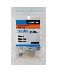 Watts Aqualock 1/4 In. OD x 3/8 In. MPT Push-to-Connect Plastic Adapter
