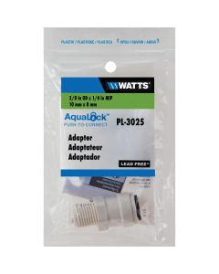 Watts Aqualock 3/8 In. OD x 1/4 In. MPT Push-to-Connect Plastic Adapter