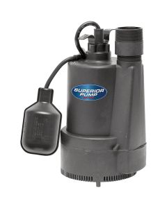 Superior Pump 1/3 HP Thermoplastic Submersible Sump Pump with Tethered Float Switch