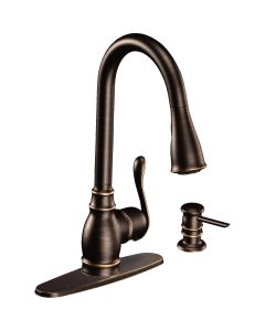 Moen Anabelle Single Handle Pull-Down Kitchen Faucet, Mediterranean Bronze