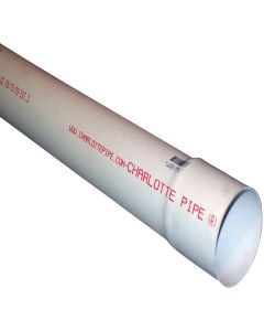 Charlotte Pipe 4 In. x 10 Ft. Solid PVC Drain and Sewer Pipe, Belled End