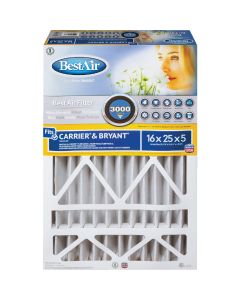 BestAir 16 In. x 25 In. x 5 In. Carrier/Bryant MERV 13 Deep Pleat Furnace Filter