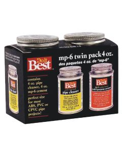 Do it Best MP-6 Pipe Cleaner & PVC Cement Kit, (2) 4 Oz. Cans