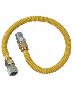 Dormont 1/2 In. OD x 60 In. Coated Stainless Steel Gas Connector, 1/2 In. FIP x 1/2 In. MIP (Tapped 3/8 In. FIP)