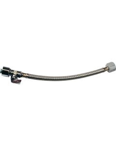 Keeney 5/8 In. x 12 In. Stainless Steel Quick Lock Toilet Supply Tube with Straight Quarter Turn Valve