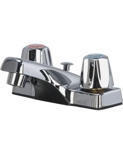 Home Impressions Chrome 2-Handle Knob 4 In. Centerset Bathroom Faucet with Pop-Up