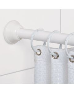 Zenna Home Straight 44 In. to 72 In. Adjustable Tension Finial Shower Rod in White