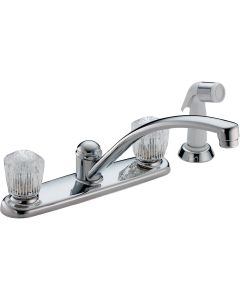Delta Classic Series Dual Handle Knob Kitchen Faucet with Side Spray, Chrome