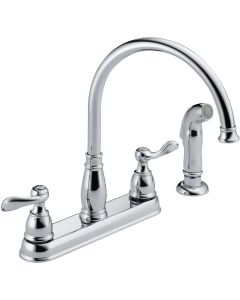 Delta Windemere Dual Handle Lever Kitchen Faucet with Side Spray, Chrome