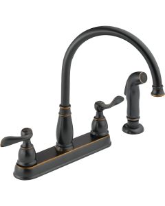 Delta Windemere Dual Handle Lever Kitchen Faucet with Side Spray, Oil-Rubbed Bronze