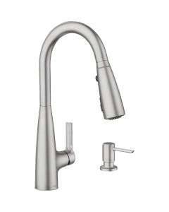Moen Haelyn Single-Handle Pull-Down Kitchen Faucet ColorCue Temperature, Stainless