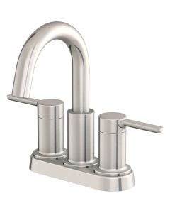 Home Impressions Brushed Nickel 2-Straight Handle Lever 4 In. Centerset Bathroom Faucet with Pop-Up