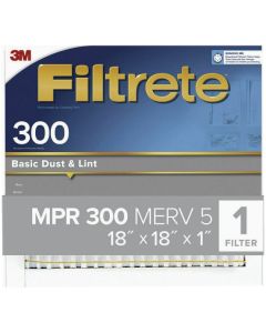 3M Filtrete 18 In. x 18 In. x 1 In. Basic Dust & Lint 300 MPR Furnace Filter