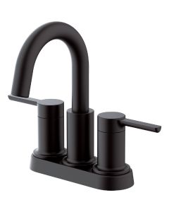 Home Impressions Matte Black 2-Straight Handle Lever 4 In. Centerset Bathroom Faucet with Pop-Up