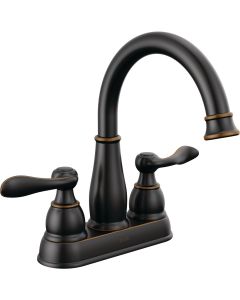 Delta Windmere Oil Rubbed Bronze 2-Handle Lever 4 In. Centerset Bathroom Faucet and Push Pop-Up with Overflow