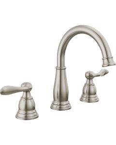 Delta Windmere Brushed Nickel 2-Handle Lever 6 In. to 16 In. Widespread Bathroom Faucet  and Push Pop-Up with Overflow