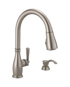 Delta Charmaine Stainless Single Handle Pull-Down Kitchen Faucet with Soap Dispenser