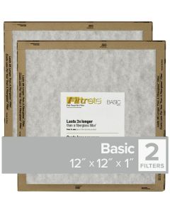 3M Filtrete 12 In. x 12 In. x 1 In. Basic MPR Flat Panel Furnace Filter, (2-Pack)