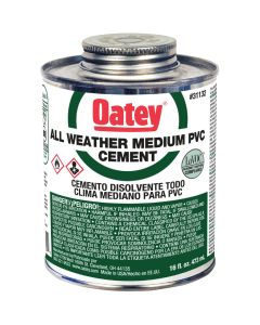 Oatey All Weather 16 Oz. Medium Bodied Clear PVC Cement