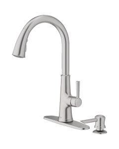 American Standard Maven Single Handle Lever Pull-Down Kitchen Faucet with Soap Dispenser, Stainless Steel