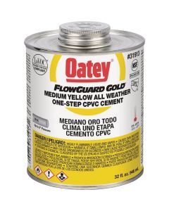 Oatey FlowGuard Gold 32 Oz. Medium Bodied Yellow All Weather One-Step CPVC Cement