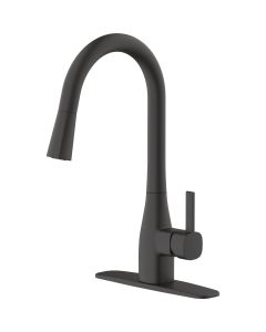 Home Impressions Single Handle Pull-Down Kitchen Faucet, Matte Black