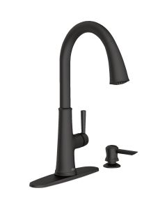 American Standard Maven Single Handle Lever Pull-Down Kitchen Faucet with Soap Dispenser, Matte Black