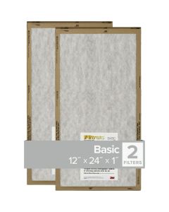 3M Filtrete 12 In. x 24 In. x 1 In. Basic MPR Flat Panel Furnance Filter, (2-Pack)