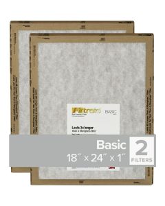 3M Filtrete 18 In. x 24 In. x 1 In. Basic MPR Flat Panel Furnance Filter, (2-Pack)