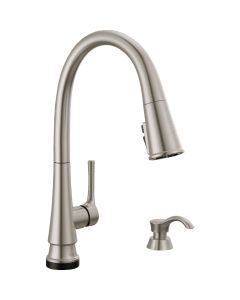 Delta Corwin Single Handle Pull-Down Kitchen Faucet with Soap Dispenser, Stainless