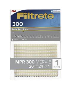 3M Filtrete 20 In. x 24 In. x 1 In. Basic Dust & Lint 300 MPR Furnace Filter