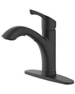 Home Impressions Single Handle Pull-Out Kitchen Faucet, Matte Black Finish