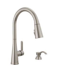 Delta Greydon Single Handle Pull-Down Kitchen Faucet with Soap Dispenser, Stainless
