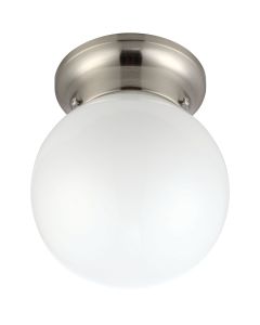 Home Impressions 6 In. Brushed Nickel Incandescent Flush Mount Ceiling Light Fixture